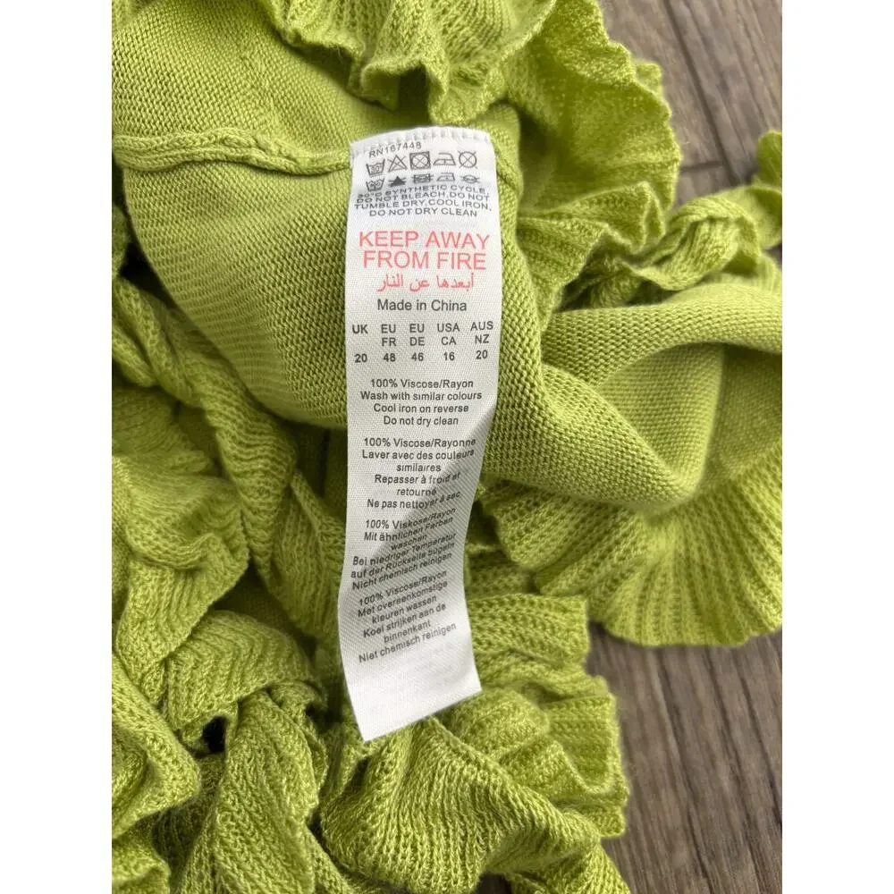 Pretty Little Thing Green Frill Detail Asymmetric One Shoulder Top Plus Size 16 - Picture 6 of 6